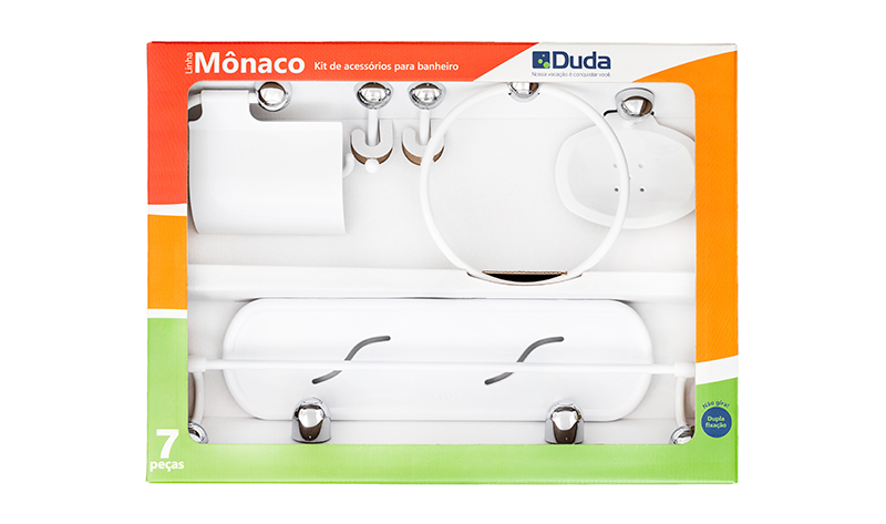 Branco detalhe cromado Kit 7 peças